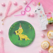 恐竜のパーティープレートグリーン ペーパープレート (パーティー)