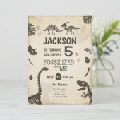 恐竜のパーティーボーイ化石ディノディグ誕生日 招待状 (スタンド正面)