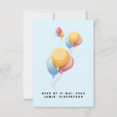 恐竜のパーティー子供の誕生日青おもしろい カード (裏面)