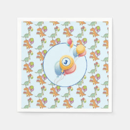 恐竜のパーティー子供の誕生日青おもしろい スタンダードカクテルナプキン