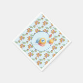 恐竜のパーティー子供の誕生日青おもしろい スタンダードカクテルナプキン (角)