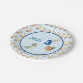 恐竜のパーティー子供の誕生日青おもしろい ペーパープレート (アングル)