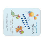 恐竜のパーティー子供の誕生日青おもしろい マグネット (横)