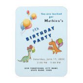 恐竜のパーティー子供の誕生日青おもしろい マグネット (縦)