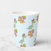 恐竜のパーティー子供の誕生日青おもしろい 紙コップ (裏面)