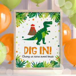 恐竜のパーティー食品のスイーツサイン ポスター