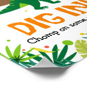 恐竜のパーティー食品のスイーツサイン ポスター (角)