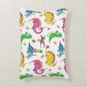 恐竜のパーティー:水彩パターン。 アクセントクッション (正面(垂直))