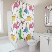 恐竜のパーティー:水彩パターン。 シャワーカーテン (インサイチュ)
