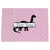 恐竜のピンクのトランプのポーカー模様 ラージペーパーバッグ (正面)