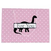 恐竜のピンクのトランプのポーカー模様 ラージペーパーバッグ (裏面)