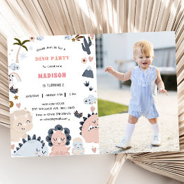 恐竜のファーストバースデー恐竜パーティー 招待状