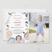 恐竜のファーストバースデー恐竜パーティー 招待状 (正面)