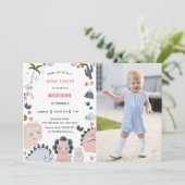 恐竜のファーストバースデー恐竜パーティー 招待状 (スタンド正面)