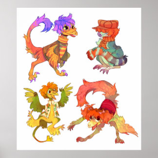 恐竜のフラッグル岩 ポスター