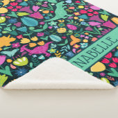 恐竜のフローラフォークシルエット美しい少女 シェルパブランケット (3/4)