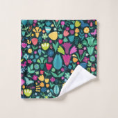 恐竜のフローラフォークシルエット美しい少女 バスタオルセット (ウォッシュタオル)