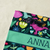 恐竜のフローラフォークシルエット美しい少女 ビーチタオル (インサイチュ)