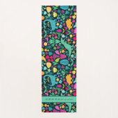 恐竜のフローラフォークシルエット美しい少女 ヨガマット (正面)