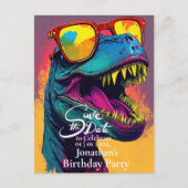 恐竜のブルーT-Rex　保存日付 ポストカード (正面)