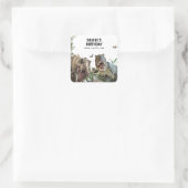 恐竜のプリント可能な誕生日パーティー、恐竜パーティー スクエアシール (バッグ)