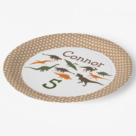 恐竜のプレートパーソナライズされただ ペーパープレート (アングル)