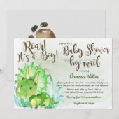 恐竜のベイビーシャワー郵送招待状 招待状 (正面/裏面)