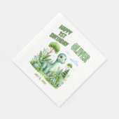 恐竜のベビーの最初の誕生日 スタンダードランチョンナプキン (角)