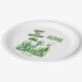 恐竜のベビーの最初の誕生日 ペーパープレート (アングル)