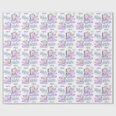 恐竜のベビーガールピンクパープルウォーター色 ラッピングペーパー (フラット)