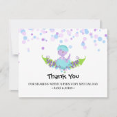 恐竜のベビーシャワーを工夫している*~*のベビーは感謝していしています サンキューカード (正面)