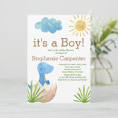 恐竜のベビーシャワーボーイ招待状 招待状 (スタンド正面)