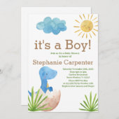 恐竜のベビーシャワーボーイ招待状 招待状 (正面/裏面)