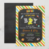 恐竜のベビーシャワー招待状 BOY 招待状 (正面/裏面)