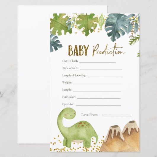 恐竜のベビー予測カード (正面/裏面)