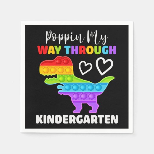 恐竜のポピンが幼稚園を通る スタンダードカクテルナプキン (正面)