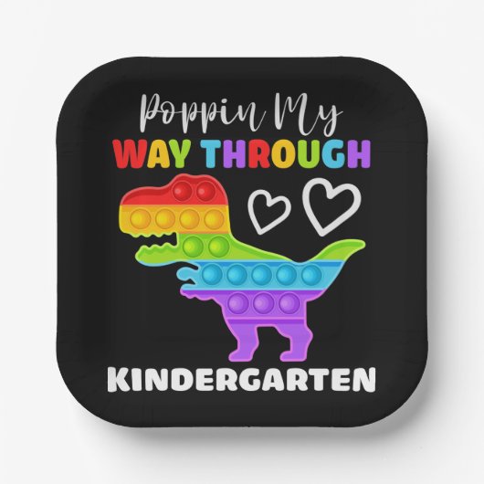 恐竜のポピンが幼稚園を通る ペーパープレート (正面)