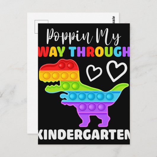 恐竜のポピンが幼稚園を通る ポストカード (正面/裏面)