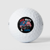 恐竜のモンスタートラックDino 4th Of 7月フラッグボーイズ ゴルフボール (正面)