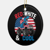 恐竜のモンスタートラックDino 4th Of 7月フラッグボーイズ セラミックオーナメント (左)