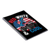 恐竜のモンスタートラックDino 4th Of 7月フラッグボーイズ ノートブック (右側)