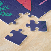 恐竜のヤシ熱帯性ヴィンテージ模様 ジグソーパズル (側面)