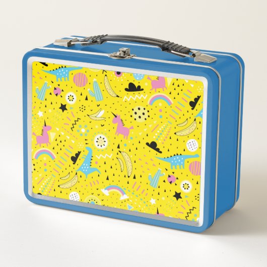 恐竜のユニコーンとその他 メタルランチボックス (正面)