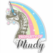 恐竜のユニコーン虹の夢のステッ信じクス シール (正面)