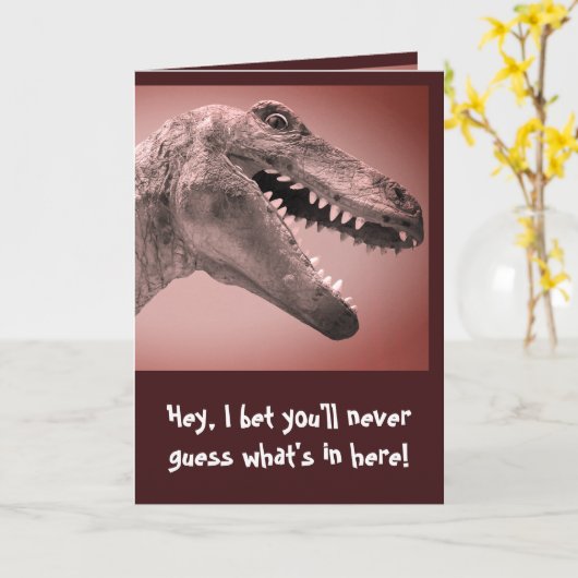 恐竜のユーモア カード (黄色い花)