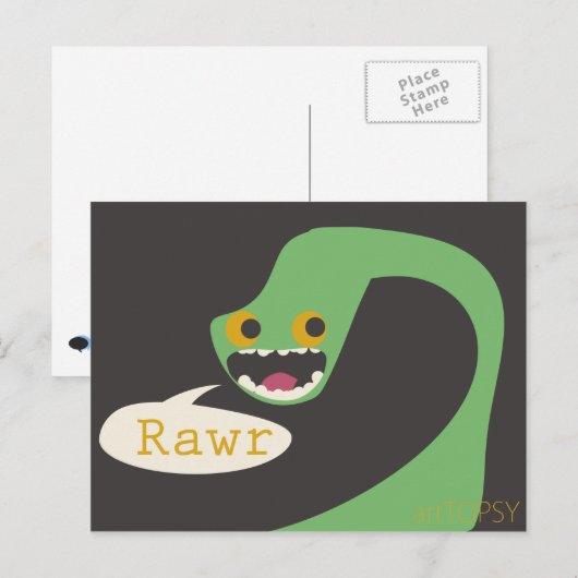 恐竜のラー ポストカード (正面/裏面)