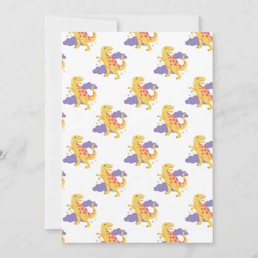 恐竜のレックスとキュートな女の子の2歳のピンクパーティー 招待状 (裏面)