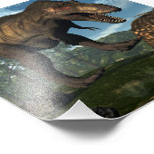 恐竜のレックスを攻撃するティラノサウルス フォトプリント            (角)