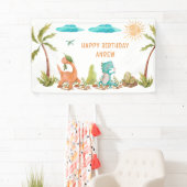 恐竜のレックス誕生日サインキッズバナー 横断幕 (インサイチュ)