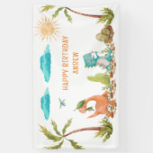 恐竜のレックス誕生日サインキッズバナー 横断幕 (縦)